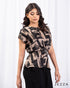 Printed Short Sleeve Formal Top 66601